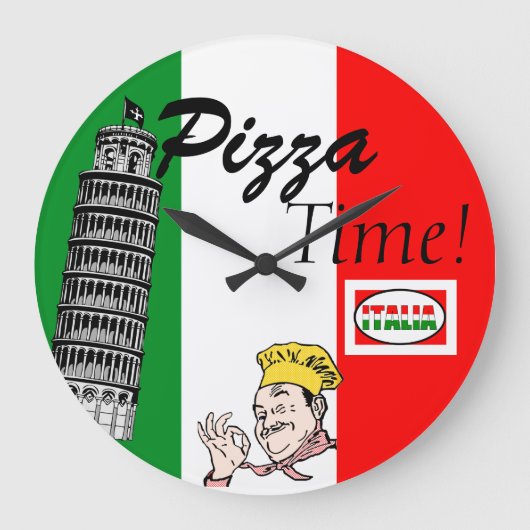 Pizza Time-Italiaanse vlag Grote Klok (Voorkant)
