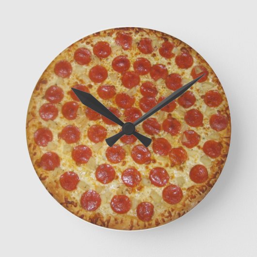 Pizza Time Pizza Clock Ronde Klok (Voorkant)