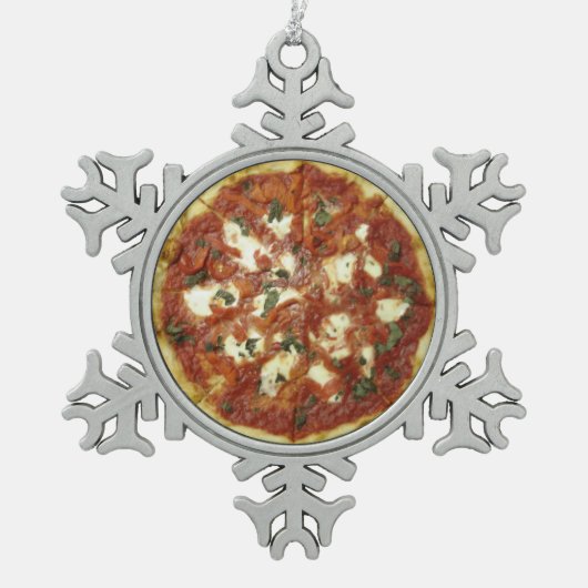 PIZZA! TIN SNEEUWVLOK ORNAMENT (Voorkant)