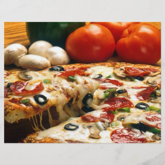 Pizza Tomaten Champignons Olijven Kaas Flyer (Voorkant)