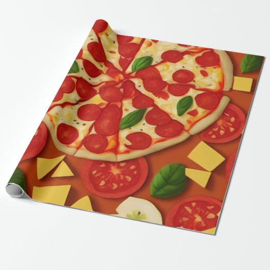 Pizza tomato kaasbasis, helder cadeaupapier (Uitgerold)