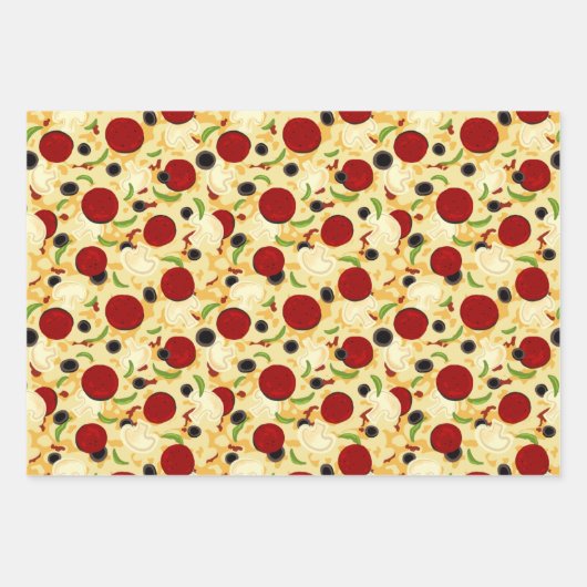 Pizza Toppings Pattern Inpakpapier Vel (Voorkant 2)