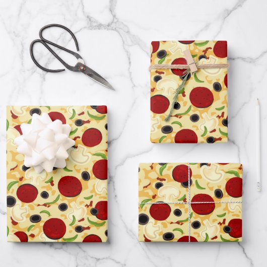 Pizza Toppings Pattern Inpakpapier Vel (Voorkant)