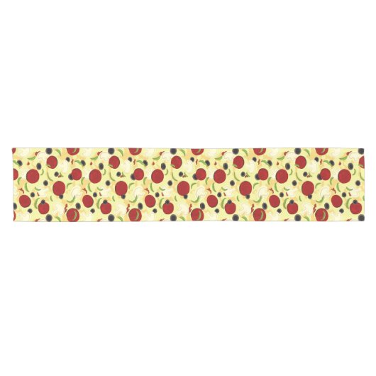 Pizza Toppings Pattern Korte Tafelloper (Horizontaal)