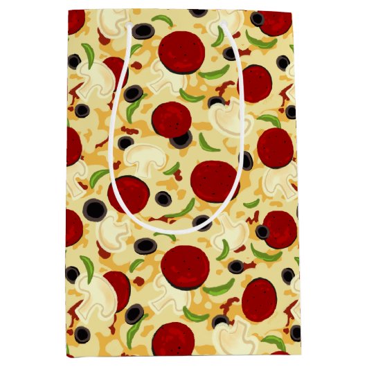 Pizza Toppings Pattern Medium Cadeauzakje (Voorkant)