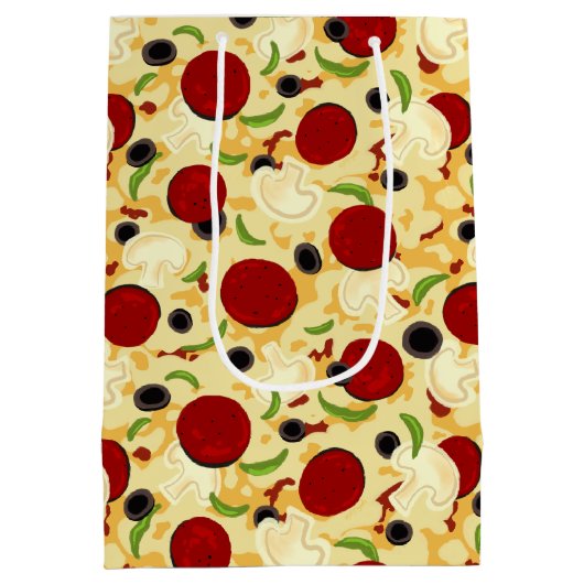 Pizza Toppings Pattern Medium Cadeauzakje (Achterkant)