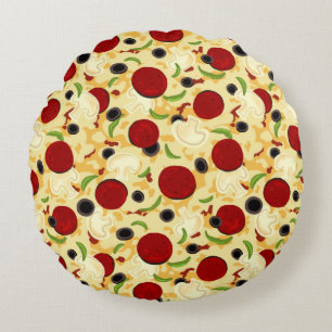 Pizza Toppings Pattern Rond Kussen