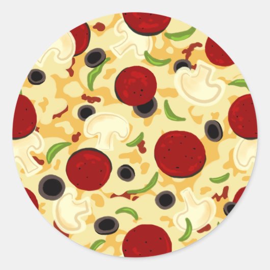 Pizza Toppings Pattern Ronde Sticker (Voorkant)