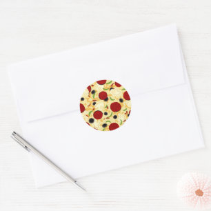 Pizza Toppings Pattern Ronde Sticker