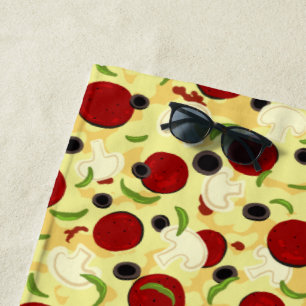 Pizza Toppings Pattern Strandlaken