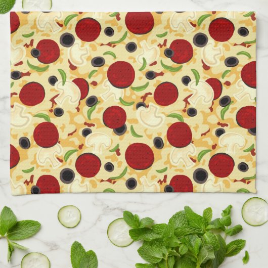 Pizza Toppings Pattern Theedoek (Gevouwen)