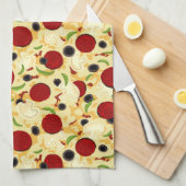 Pizza Toppings Pattern Theedoek (Quarter Fold)