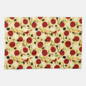 Pizza Toppings Pattern Theedoek (Horizontaal)