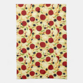 Pizza Toppings Pattern Theedoek (Verticaal)
