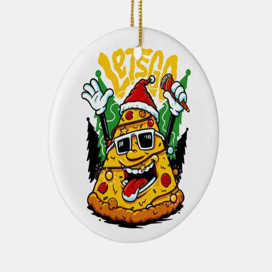 Pizza Tree-kerstlampjes Merry Crustmas-programma's Keramisch Ornament (Rechts)