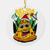 Pizza Tree-kerstlampjes Merry Crustmas-programma's Keramisch Ornament (Voorkant)