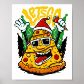 Pizza Tree-kerstlampjes Merry Crustmas-programma's Poster (Voorkant)