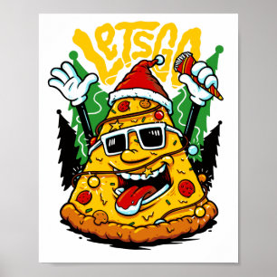 Pizza Tree-kerstlampjes Merry Crustmas-programma's Poster