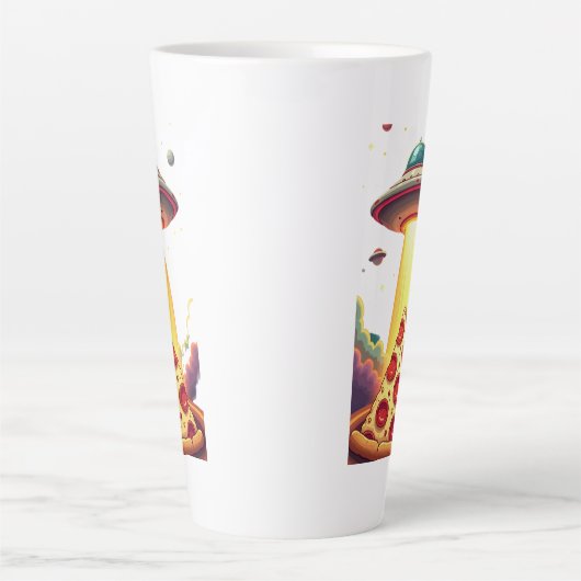 Pizza UFO-ontvoering Latte Mok (Voorkant)