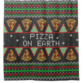Pizza Ugly KerstSweater Douchegordijn (Voorkant)