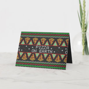 Pizza Ugly KerstSweater Feestdagen Kaart