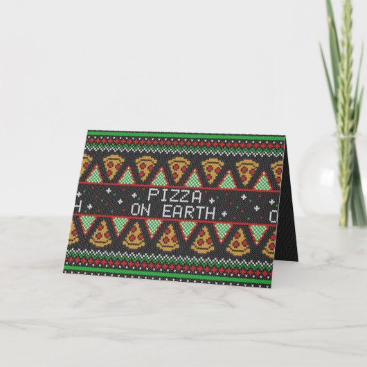 Pizza Ugly KerstSweater Feestdagen Kaart (Voorkant)