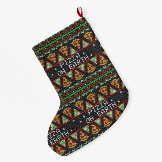 Pizza Ugly KerstSweater Grote Kerstsok (Achterkant (Hangend))