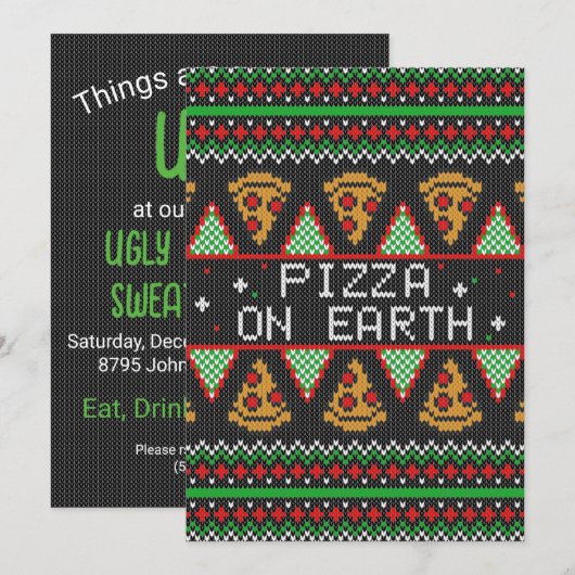 Pizza Ugly KerstSweater Kaart (Voorkant / Achterkant)