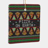 Pizza Ugly KerstSweater Keramisch Ornament (Rechts)