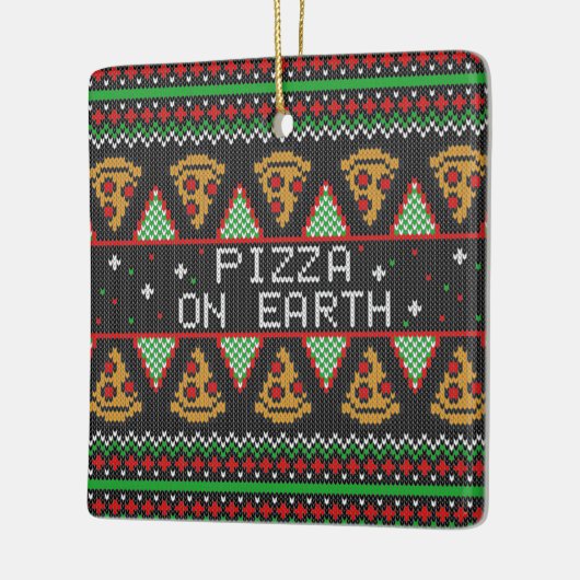 Pizza Ugly KerstSweater Keramisch Ornament (Links)