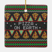 Pizza Ugly KerstSweater Keramisch Ornament (Achterkant)