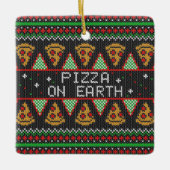 Pizza Ugly KerstSweater Keramisch Ornament (Voorkant)