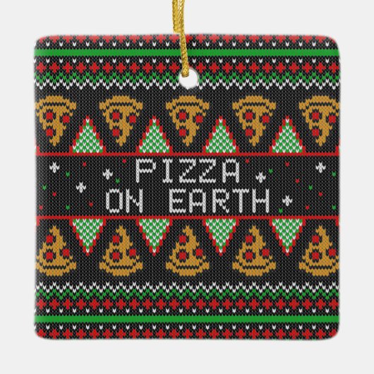 Pizza Ugly KerstSweater Keramisch Ornament (Voorkant)