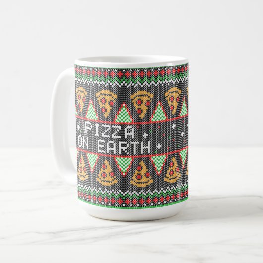 Pizza Ugly KerstSweater Koffiemok (Voorkant links)
