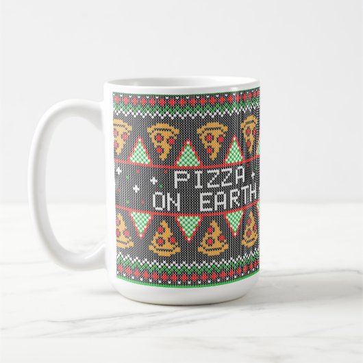 Pizza Ugly KerstSweater Koffiemok (Links)