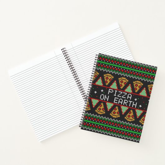 Pizza Ugly KerstSweater Notitieboek (Binnen)