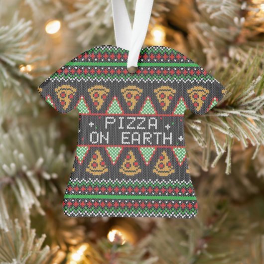 Pizza Ugly KerstSweater Ornament (Boom)