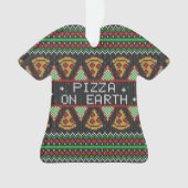 Pizza Ugly KerstSweater Ornament (voorkant)