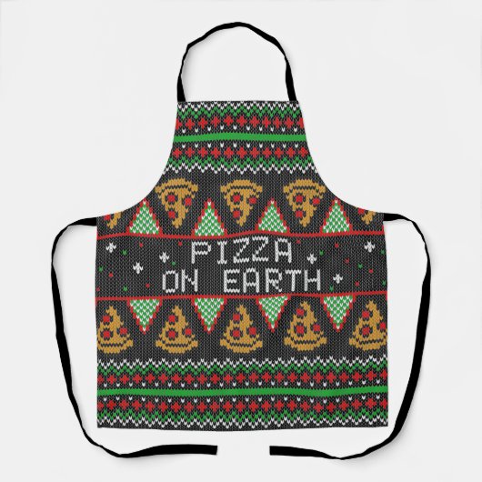 Pizza Ugly KerstSweater Schort (Voorkant)