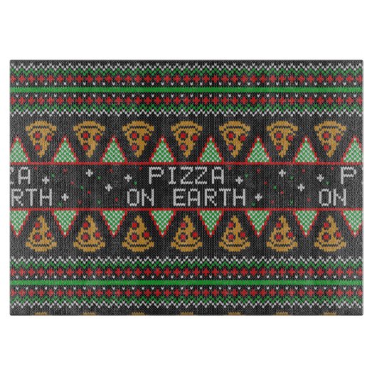 Pizza Ugly KerstSweater Snijplank (Voorkant)