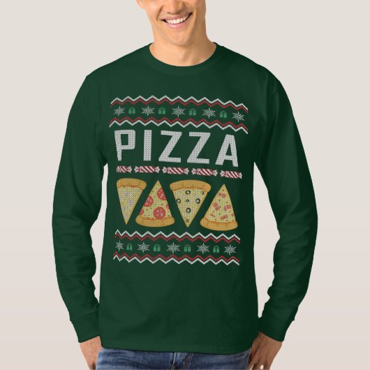 Pizza Ugly KerstSweater T-shirt (Voorkant)