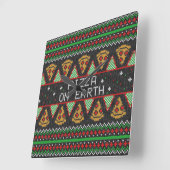 Pizza Ugly KerstSweater Vierkante Klok (Hoek)