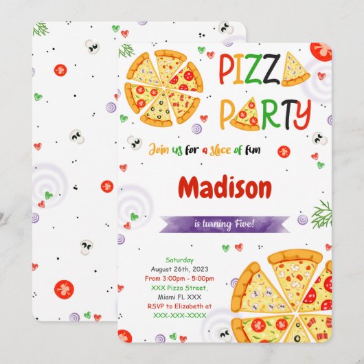 Pizza uitnodiging (Voorkant / Achterkant)