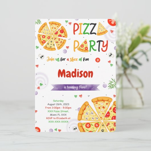 Pizza uitnodiging (Staand voorkant)