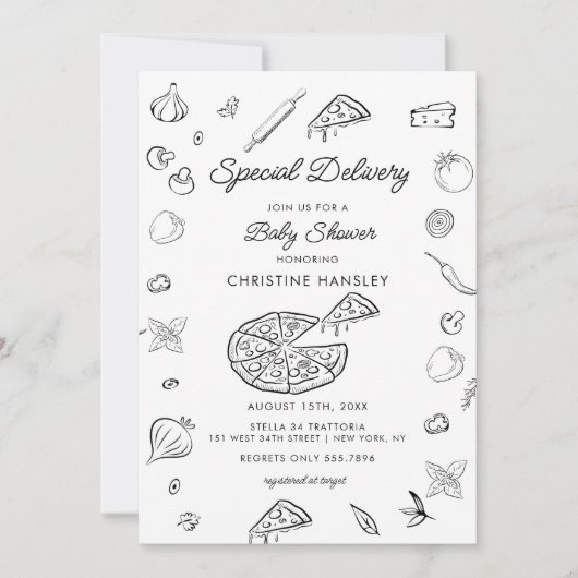 pizza | Uitnodiging voor modern Baby shower (Voorkant)