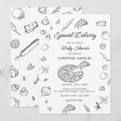 pizza | Uitnodiging voor modern Baby shower (Voorkant / Achterkant)