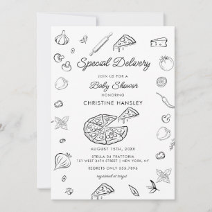 pizza   Uitnodiging voor modern Baby shower