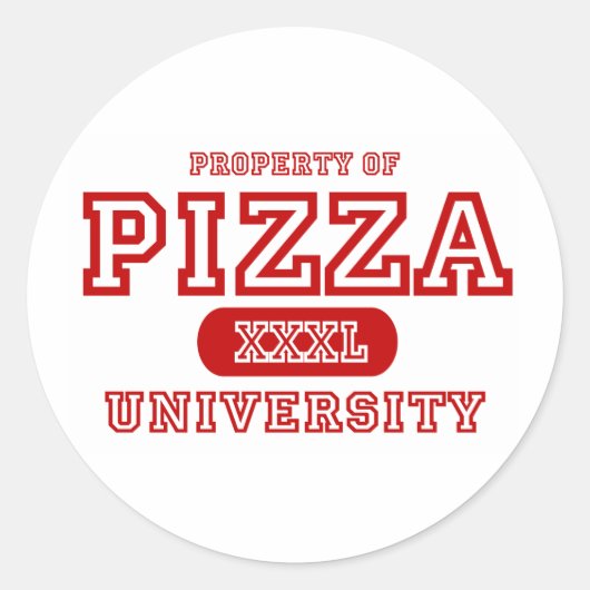 Pizza University Ronde Sticker (Voorkant)