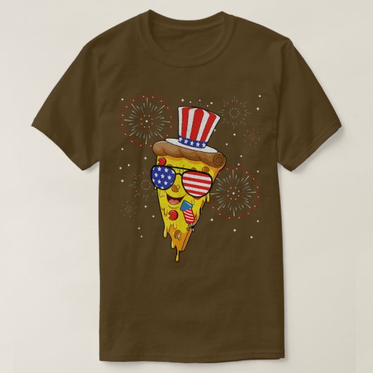 Pizza us vlag Pet firecracker 4 juli voedselpat T-shirt (Design voorkant)