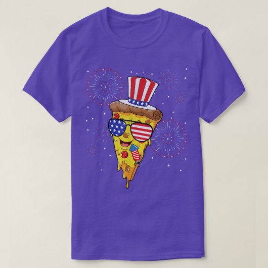 Pizza us vlag Pet firecracker 4 juli voedselpat T-shirt (Design voorkant)